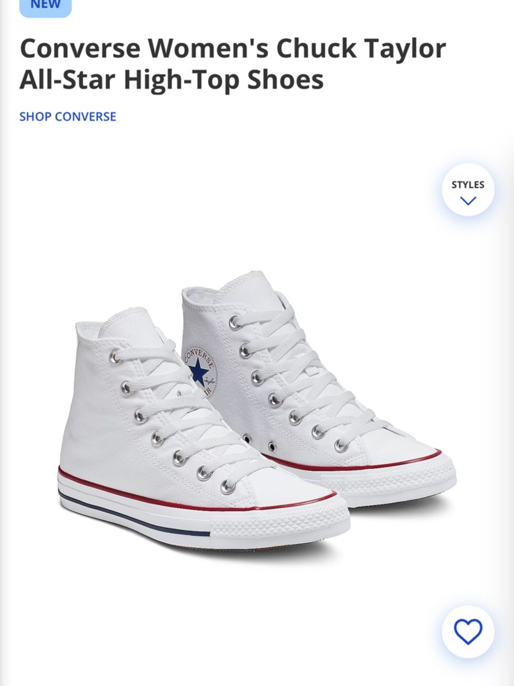 Converse chuck taylor high top white sneakers new in box M8/W10 m